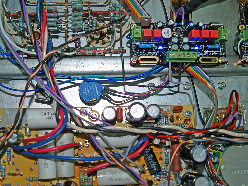 Photograph: close-up of a bias module with its terminal blocks and the wiring running to it